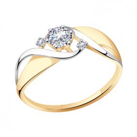 Золотое кольцо Золотые узоры 01-7187 с цирконием 01-7187 фото