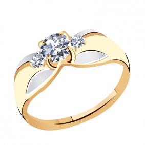 Золотое кольцо Золотые узоры 01-7217 с цирконием 01-7217 фото