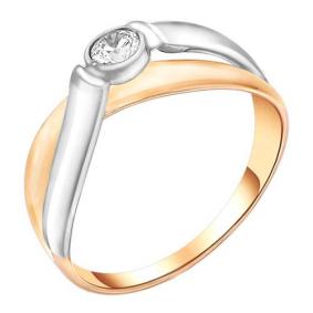 Золотое кольцо Золотые узоры 01-7244 с цирконием 01-7244 фото