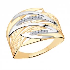 Золотое кольцо Золотые узоры 01-7261 с цирконием 01-7261 фото