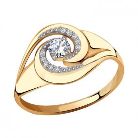 Золотое кольцо Золотые узоры 01-7287 с цирконием 01-7287 фото