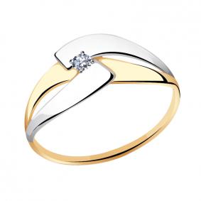 Золотое кольцо Золотые узоры 01-7292 с цирконием 01-7292 фото