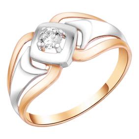 Золотое кольцо Золотые узоры 01-7294 с цирконием 01-7294 фото