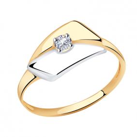 Золотое кольцо Золотые узоры 01-7374 с цирконием 01-7374 фото