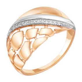 Золотое кольцо Золотые узоры 01-7389 с цирконием 01-7389 фото