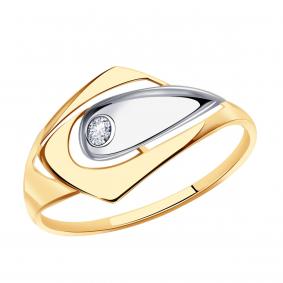 Золотое кольцо Золотые узоры 01-7399 с цирконием 01-7399 фото