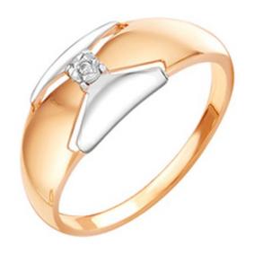 Золотое кольцо Золотые узоры 01-7408 с цирконием 01-7408 фото