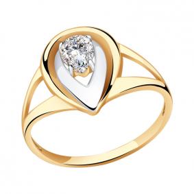 Золотое кольцо Золотые узоры 01-7443 с цирконием 01-7443 фото