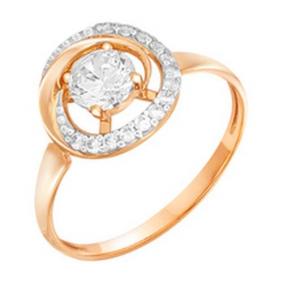 Золотое кольцо Золотые узоры 01-7464 с цирконием 01-7464 фото