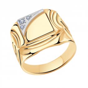 Золотое кольцо Золотые узоры 01-7473 с цирконием 01-7473 фото