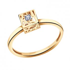 Золотое кольцо Золотые узоры 01-7551 с цирконием 01-7551 фото