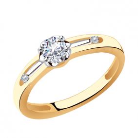 Золотое кольцо Золотые узоры 01-7561 с цирконием 01-7561 фото