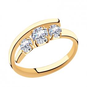 Золотое кольцо Золотые узоры 01-7576 с цирконием 01-7576 фото