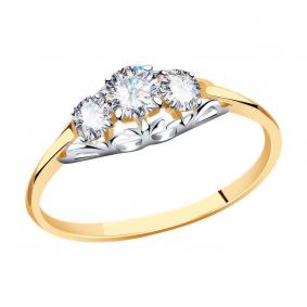 Золотое кольцо Золотые узоры 01-7598 с цирконием 01-7598 фото