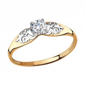 Золотое кольцо Золотые узоры 01-7599 с цирконием 01-7599 фото