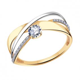 Золотое кольцо Золотые узоры 01-7604 с цирконием 01-7604 фото