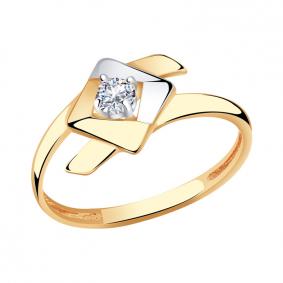 Золотое кольцо Золотые узоры 01-7628 с цирконием 01-7628 фото