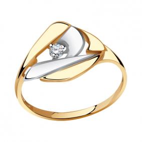 Золотое кольцо Золотые узоры 01-7634 с цирконием 01-7634 фото