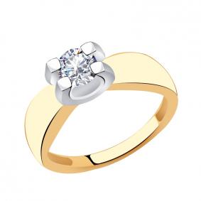 Золотое кольцо Золотые узоры 01-7686 с цирконием 01-7686 фото