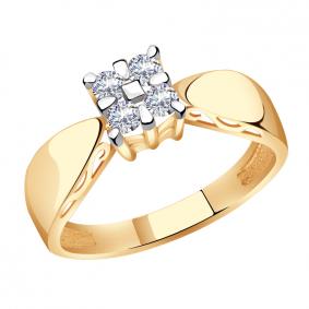 Золотое кольцо Золотые узоры 01-7687 с цирконием 01-7687 фото