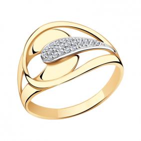 Золотое кольцо Золотые узоры 01-7695 с цирконием 01-7695 фото