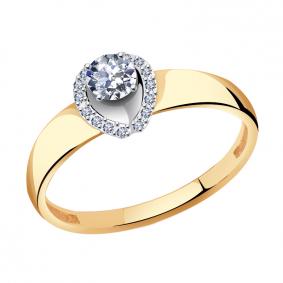 Золотое кольцо Золотые узоры 01-7709 с цирконием 01-7709 фото