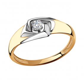 Золотое кольцо Золотые узоры 01-7712 с цирконием 01-7712 фото