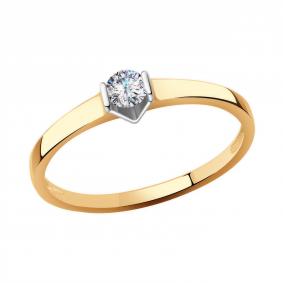 Золотое кольцо Золотые узоры 01-7715 с цирконием 01-7715 фото