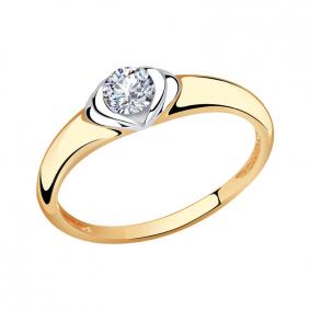 Золотое кольцо Золотые узоры 01-7719 с цирконием 01-7719 фото