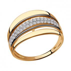 Золотое кольцо Золотые узоры 01-7735 с цирконием 01-7735 фото