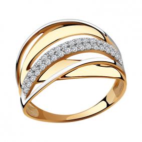 Золотое кольцо Золотые узоры 01-7736 с цирконием 01-7736 фото
