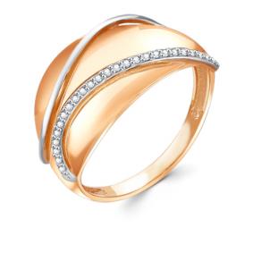 Золотое кольцо Золотые узоры 01-7738 с цирконием 01-7738 фото