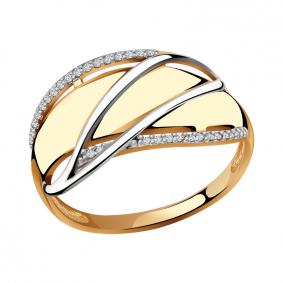 Золотое кольцо Золотые узоры 01-7739 с цирконием 01-7739 фото