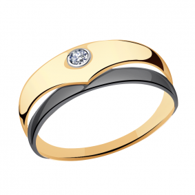 Золотое кольцо Золотые узоры 01-7746-1 с цирконием 01-7746-1 фото