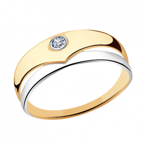 Золотое кольцо Золотые узоры 01-7746 с цирконием 01-7746 фото