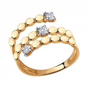 Золотое кольцо Золотые узоры 01-7752 с цирконием 01-7752 фото