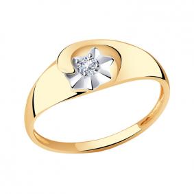 Золотое кольцо Золотые узоры 01-7782 с цирконием 01-7782 фото