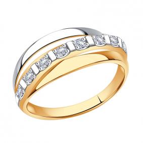 Золотое кольцо Золотые узоры 01-7797 с цирконием 01-7797 фото