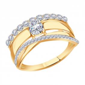 Золотое кольцо Золотые узоры 01-7802 с цирконием 01-7802 фото