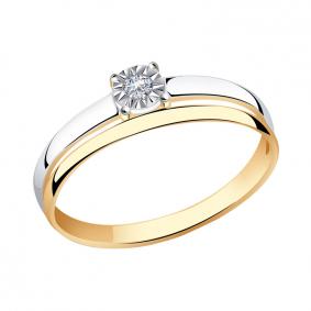 Золотое помолвочное кольцо Золотые узоры с фианитом 01-7812 01-7812 фото