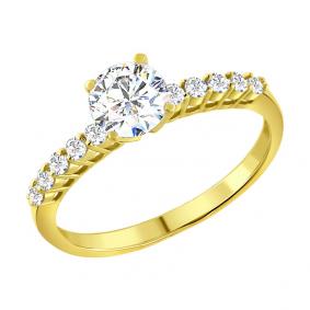 Кольцо из лимонного золота SOKOLOV 012953-2 с фианитом 012953-2 фото