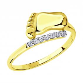 Кольцо из лимонного золота SOKOLOV 016675-2 с фианитом 016675-2 фото