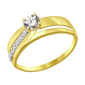 Кольцо из лимонного золота SOKOLOV 016876-2 с фианитом 016876-2 фото