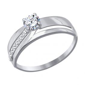 Кольцо из белого золота SOKOLOV 016876-3 с фианитом 016876-3 фото