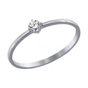 Кольцо из белого золота SOKOLOV 016891-3 с фианитом 016891-3 фото
