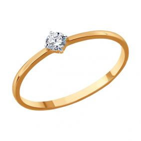 Золотое кольцо SOKOLOV 016891 с фианитом 016891 фото