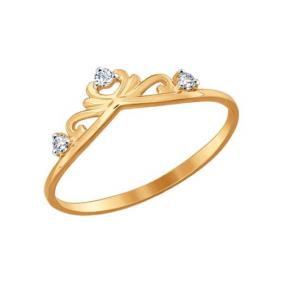 Золотое кольцо SOKOLOV 017152 с фианитом 017152 фото