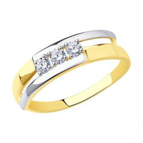 Кольцо из лимонного золота SOKOLOV 017224-2 с фианитом 017224-2 фото