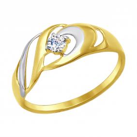 Кольцо из лимонного золота SOKOLOV 017256-2 с фианитом 017256-2 фото