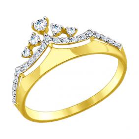 Кольцо из лимонного золота SOKOLOV 017413-2 с фианитом 017413-2 фото